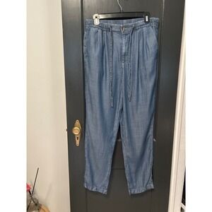 American Eagle Chambray Pants Drawstring Waist Paperbag Pants Size 10